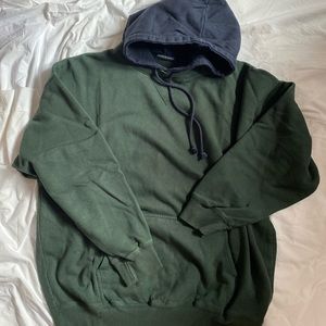 brandy melville colourblock hoodie - navy & green